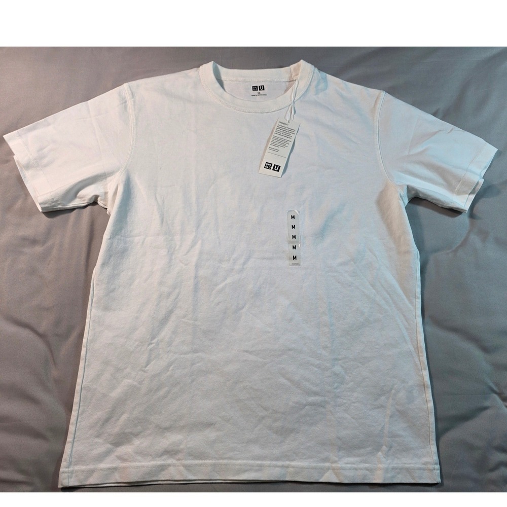 Uniqlo U T-Shirt Mens Medium White Crew Neck Short Sleeve 100% Cotton NEW